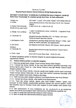 Boyabat Uygur Ozay 16 Derslikli İlk&ouml;ğretim Okulu İnşaatı Yapım İşi
