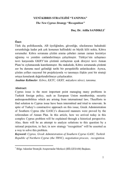 1 YENİ KIBRIS STRATEJİSİ &ldquo;TANINMA&rdquo; The New