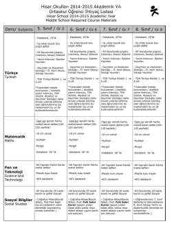 8. Sınıflar İhtiya&ccedil; Listeleri