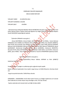 2014 yılı ağustos ayı meclis karar &ouml;zeti