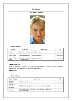CV - T&uuml;rk&ccedil;e &Ouml;ğretimi Uygulama ve Araştırma Merkezi