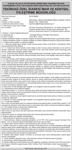 tekirdağ &ouml;zel idaresi imar ve kentsel iyileştirme