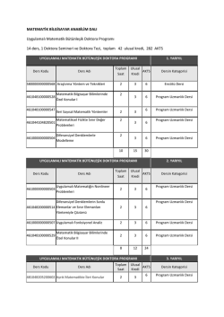 MATEMATİK BİLGİSAYAR ANABİLİM DALI Uygulamalı Matematik