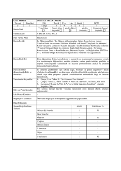Kodu: 0513071 Dersin Adı: ISI AKTARIMI Yarıyılı Grup(lar) Dili