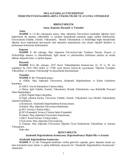 Muş Alparslan &Uuml;niversitesi &Ouml;ğretim &Uuml;yesi Kadrolarına Y&uuml;kseltilme