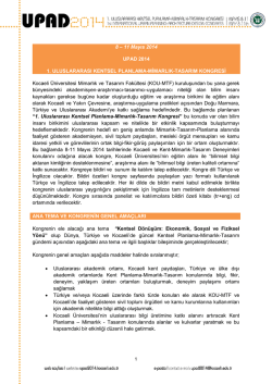 8 &ndash; 11 Mayıs 2014 UPAD 2014 1. ULUSLARARASI KENTSEL