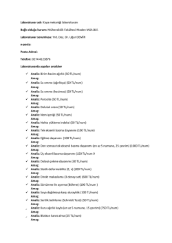 Laboratuvar adı: Kaya mekaniği laboratuvarı Bağlı olduğu kurum