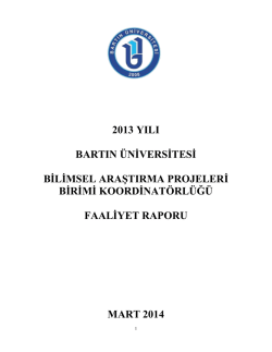 2013 YILI BARTIN &Uuml;NİVERSİTESİ BİLİMSEL - BAP