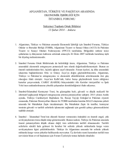 AFGANİSTAN, T&Uuml;RKİYE VE PAKİSTAN ARASINDA EKONOMİK