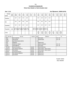 12. Sınıflar Sınıf El Programı