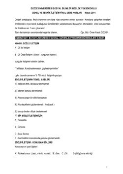 D&Uuml;ZCE &Uuml;NİVERSİTESİ SOSYAL BİLİMLER MESLEK