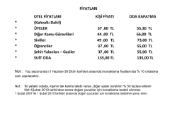 FİYATLARI OTEL FİYATLARI KİŞİ FİYATI ODA KAPATMA * (Kahvaltı