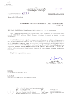 İl&ccedil;e Milli Eğitim M&uuml;d&uuml;rl&uuml;ğ&uuml; Yazısı - Mersin