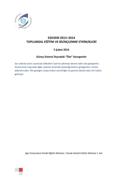 G&uuml;neş Sistemi Dışındaki &ldquo;&Ouml;te&rdquo; Gezegenler