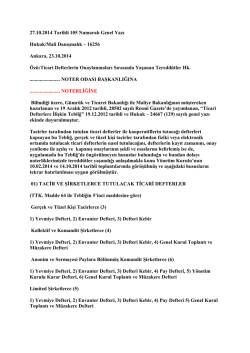 27.10.2014 Tarihli 105 Numaralı Genel Yazı Hukuk/Mali Danışmalık