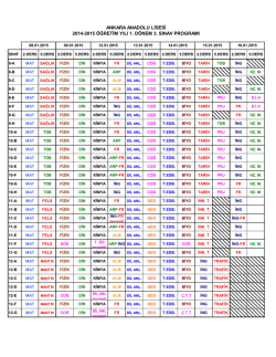 2014-2015 &ouml;ğretim yılı 1. d&ouml;nem 3. sınav programı