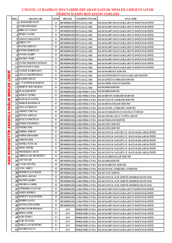 13 haziran 2014 tarihleri arası sağlık meslek lisesi stajyer