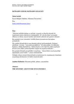 İKTİSADIN GİZEMİ, İKTİSADIN GELECEĞİ Metin Sarfati Siyasal