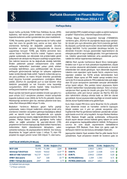 Haftalık Ekonomi ve Finans B&uuml;lteni 28 Nisan