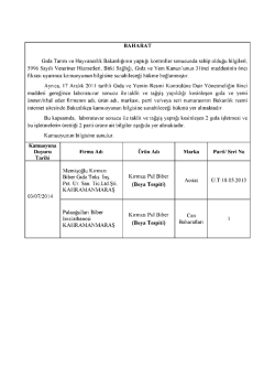 kamuoyuna duyuru - Kayseri İl Gıda Tarım ve Hayvancılık M&uuml;d&uuml;rl&uuml;ğ&uuml;