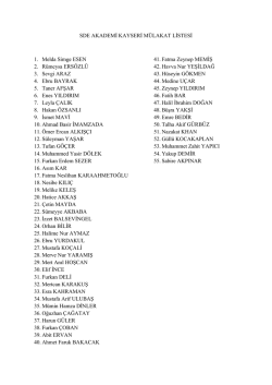 SDE AKADEMİ KAYSERİ M&Uuml;LAKAT LİSTESİ 1. Melda Simge ESEN