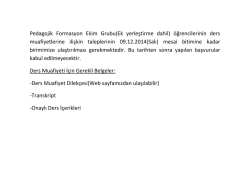 Pedagojik Formasyon Ekim Grubu(Ek yerleştirme dahil