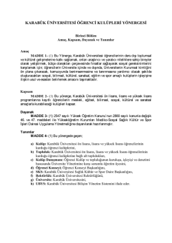 KARABÜK ÜNİVERSİTESİ ÖĞRENCİ KULÜPLERİ YÖNERGESİ