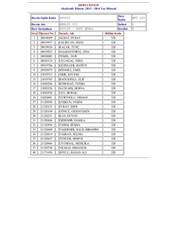 2014 Yaz D&ouml;nemi Dersin Optik Kodu 444203 Ders Kodu MT&Ouml; 203