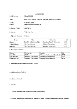 EK - 4A - Giresun &Uuml;niversitesi T&uuml;rk Dili ve Edebiyatı B&ouml;l&uuml;m&uuml;