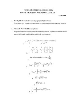 TEMEL BİLGİ TEKNOLOJİLERİ (TBT) &Ouml;DEV 1: MICROSOFT WORD
