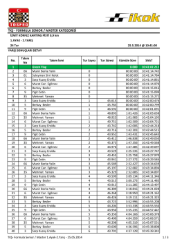 TKŞ - FORMULA SENIOR / MASTER KATEGORİSİ