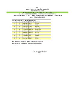 Sıra No Aday No T.C.K.NO Prof. Dr. Mehmet