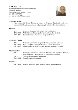 Araş. Gör. Levent Taş - Hacettepe Üniversitesi Sosyoloji Bölümü
