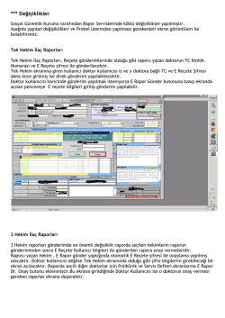 HBYS Üzerinde İlaç Raporlarını Düzenleme
