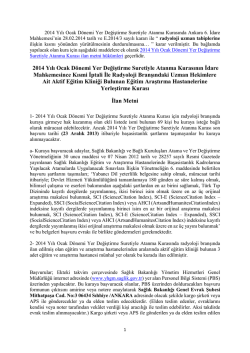 İlan Metni - Sağlık Bakanlığı Personel Genel Müdürlüğü