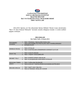 GAZİANTEP &Uuml;NİVERSİTESİ SOSYAL BİLİMLER ENSTİT&Uuml;S&Uuml; İŞLETME B&Ouml;L&Uuml;M&Uuml;