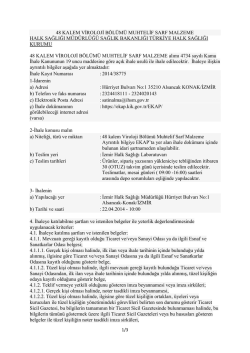 48 Kalem Viroloji B&ouml;l&uuml;m&uuml; Muhtelif Sarf Malzeme Alımı