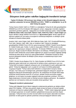 D&uuml;nyanın &ouml;nde gelen vakıfları bağış&ccedil;ılık trendlerini tartıştı