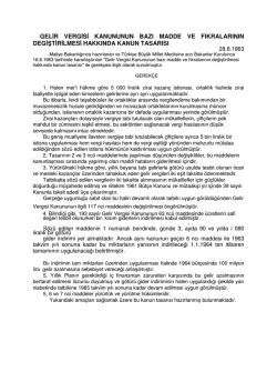 gelir vergisi kanununun bazı madde ve fıkralarının degiştirilmesi