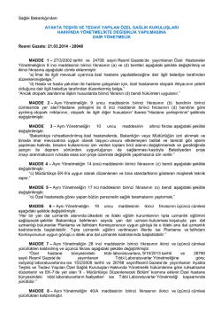 Sağlık Bakanlığından: AYAKTA TEŞHİS VE TEDAVİ YAPILAN &Ouml;ZEL