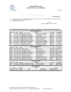 11.11.2014 11.11.2014 Tarihli Haftalık Salon Programı Okul Sporları