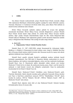 B&Uuml;Y&Uuml;K M&Uuml;FESSİR MUSTAF&Acirc; HAYR&Icirc; EFENDİ * I
