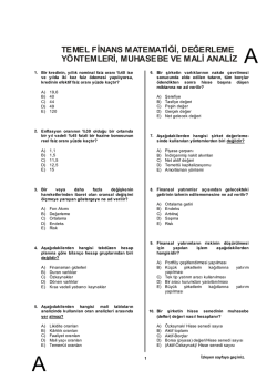 Sorular : Temel Finans Matematiği, Değerleme Y&ouml;ntemleri