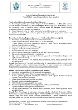 Tezsiz Y&uuml;ksek Lisans Kayıt İşlemleri Hakkında A&ccedil;ıklamalar