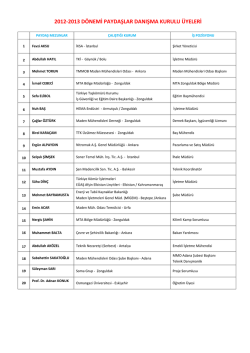 2012-2013 d&ouml;nemi paydaşlar danışma kurulu &uuml;yeleri