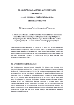 51. Uluslararasi Antalya Altin Portakal Film Festivali 10 – 18 Ekim
