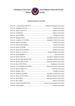 dergi hakem kurulu - Gümüşhane Üniversitesi Sosyal Bilimler
