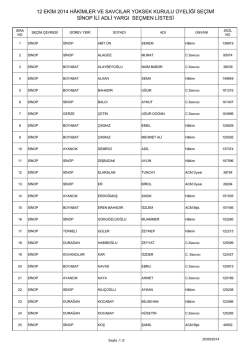 sinop ili adli yargı se&ccedil;men listesi 12 ekim 2014 h&acirc;kimler ve savcılar