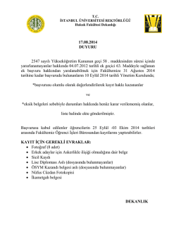 6111 ve 6353 sayılı af kanunu &ccedil;er&ccedil;evesinde fak&uuml;ltemize kabul