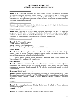 Disiplin Amirleri Y&ouml;netmeliği - Altınordu Belediye Başkanlığı